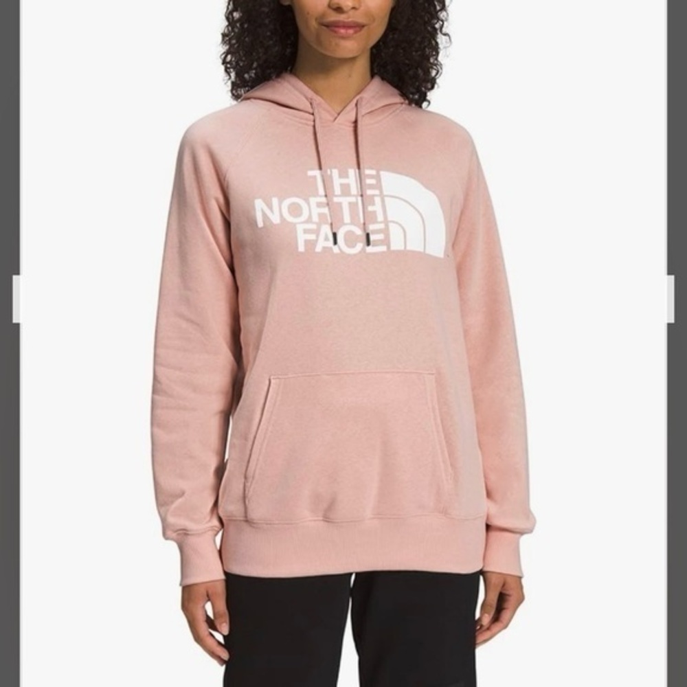 NEW The North Face Half Dome Fleece Pullover Hoodie in Pink Moss/Tnf White Sz S